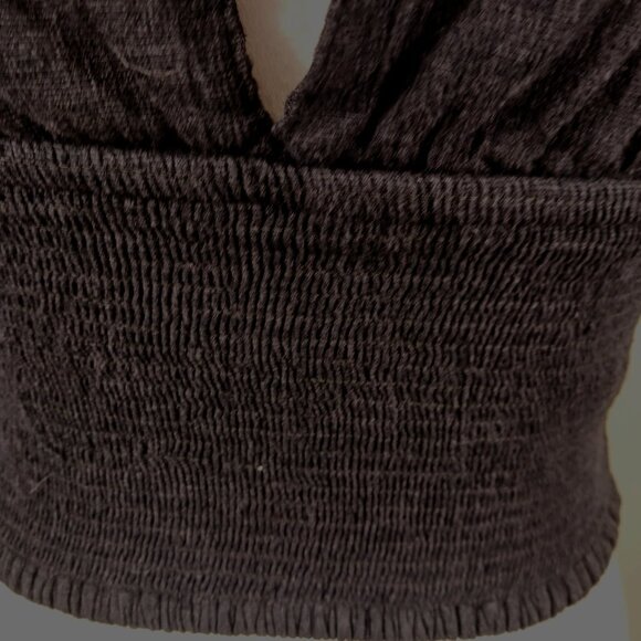 Free People XS Black Fitted Tank with Front & Back Cut Out Detail, Back Smocking - Picture 8 of 16